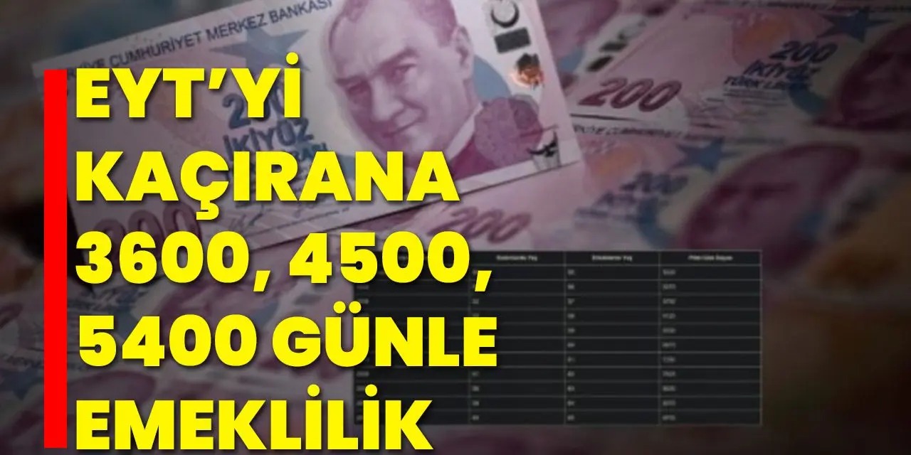 EYT’yi Kaçıranlara Müjde! 3600–4500–5400 Günle Emeklilik Formülü Netleşti